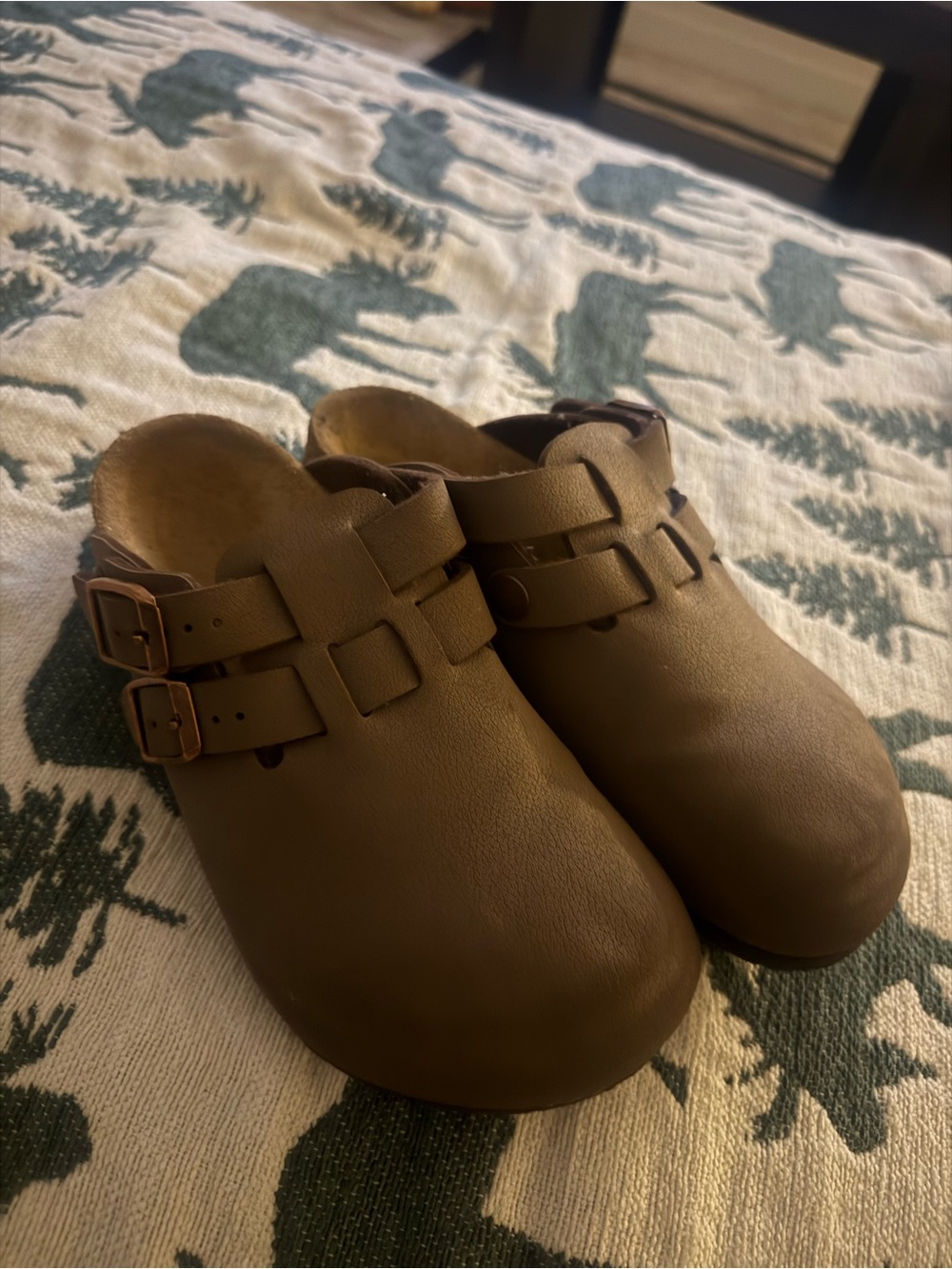Birkenstock Kids Brown Leather Slip-On Clogs with Adjustable Buckles